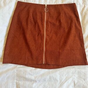 Rust Brown Skirt with Front Zipper